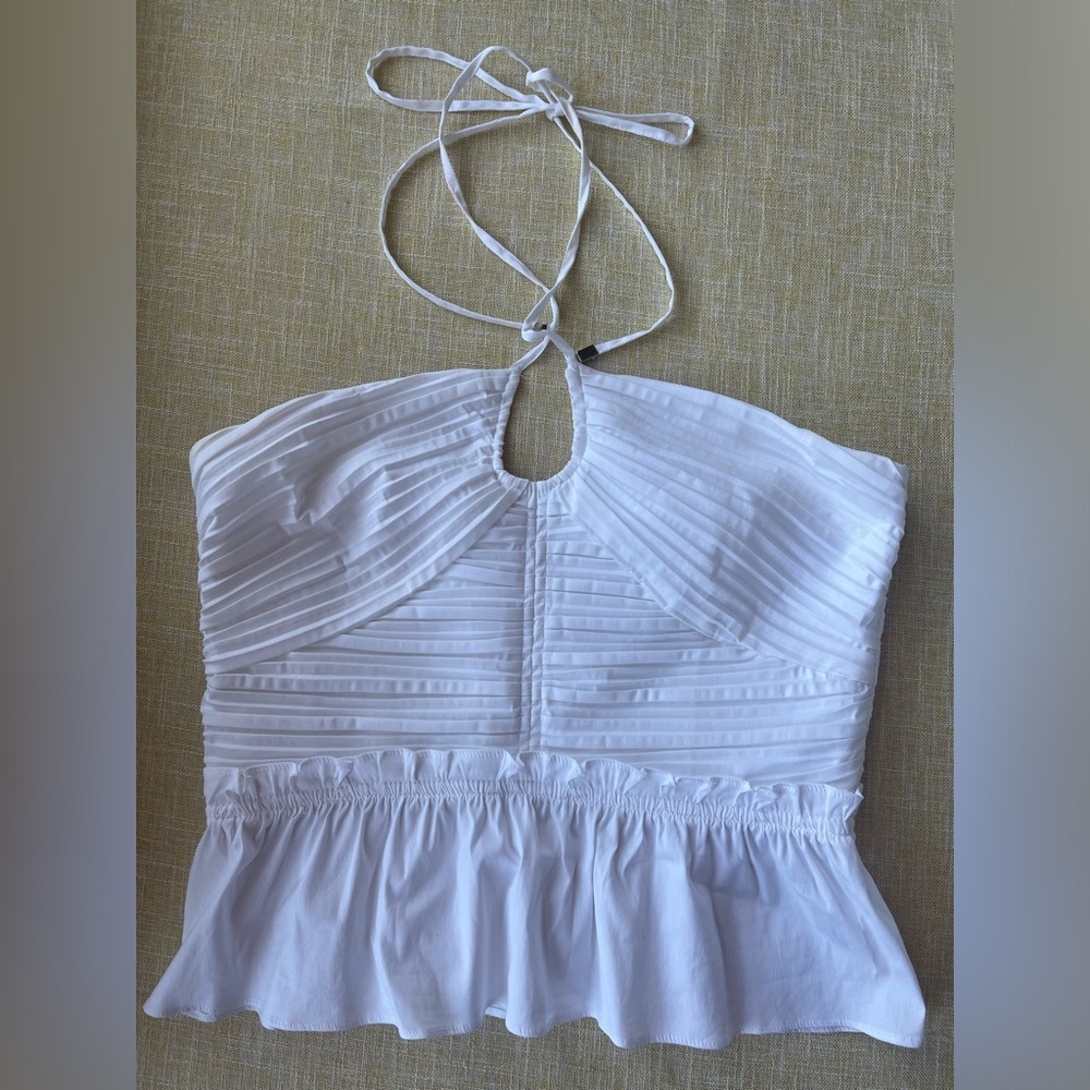 White House Black Market White Peplum Halter Top